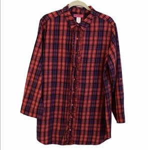 Betsey Johnson Intimates cotton Plaid Night Shirt